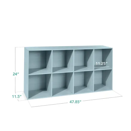 Best Choice Products 8-Cube Bookshelf, 11in Display Storage System, Organizer w/ Removable Back Panels Light Blue {2}