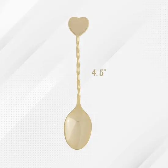 Fino 4.5-Inch Heart Design Gold Plated Demi Spoon {6}