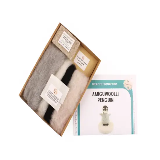 Felting Kit - Tiny Penguin Needle Felt Kit. Amiguwoolli {3}