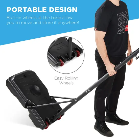 Best Choice Products Kids Height-Adjustable Basketball Hoop, Portable Backboard System w/ 2 Wheels Dark Red/Black {6}