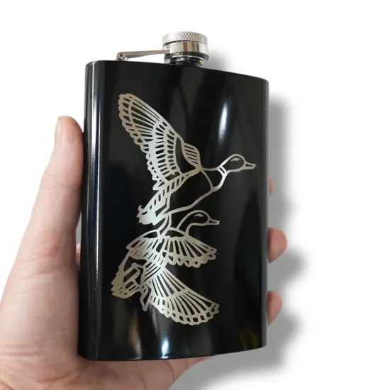8oz BLACK Ducks Flask {5}