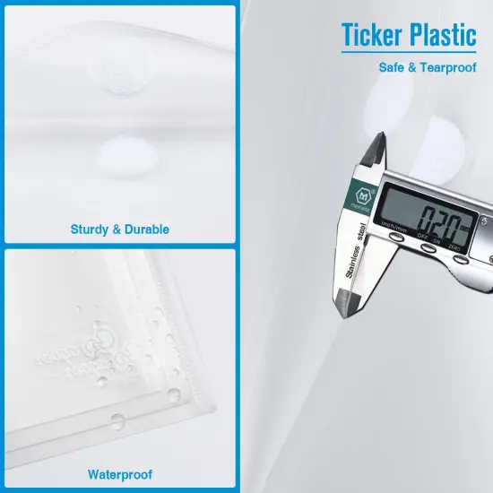 25 Pack Transparent Plastic Envelope Folders, A4 Letter Size, 100% Clear, Hook & Loop Closure, Label Pocket, Easy Storage {2}