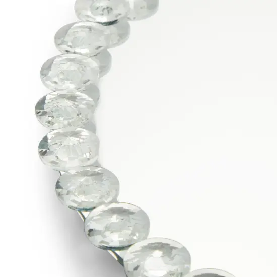 Okuna Outpost 12 in Crystal Bead Round Mirror Tray to Display Perfume, Jewelry, Candles, Bling Serving Tray for Bathroom, Living Room, Office, Vanity, Home Decor Silver {6}