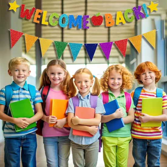 Welcome Back to School Banner Colorful Back to School Decorations {5}