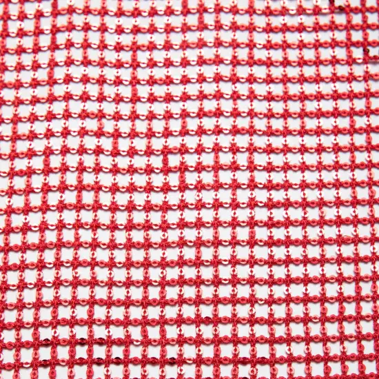 1 Yard Dazzling Sparkle Sequin Open Lace Fabric for Glamorous Bridal & Evening Wear 52" Width Red {1}