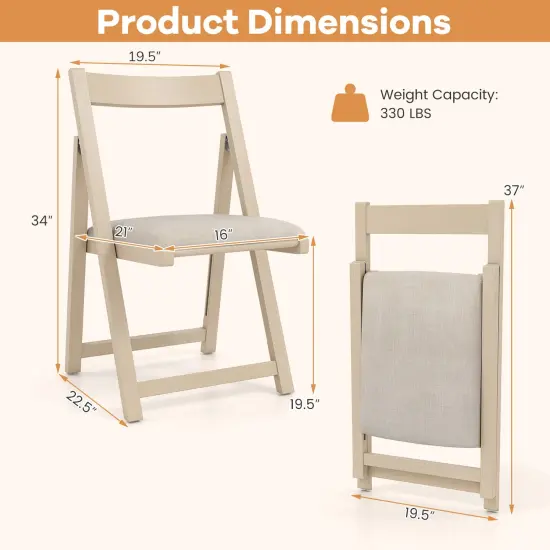 Set of 4 Folding Dining Chairs with Curved Backrest and Soft Cushion Seating Walnut {10}