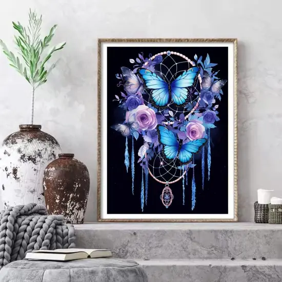 Dream Catcher 5D Diamond Art Kits, Butterfly Diamond Painting Kits for Adults Beginners, DIY Full Round Drill Paint with Diamonds Gem Art, Home Wall Decor 12 x 16 Inch {3}