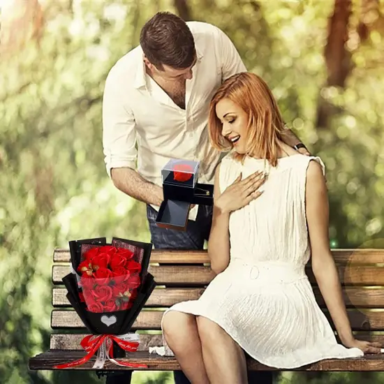 Roses Bouquet Artificial Flower - Preserved Red {5}