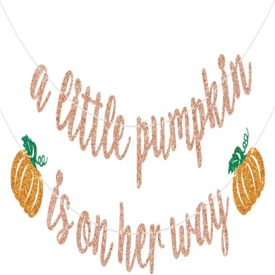 A Little Pumpkin is on Her Way Banner, Pumpkin Baby Shower Decorations {1}