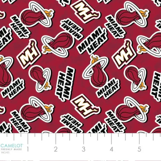 NBA Licensed Miami Heat Toss Red Cotton Fabric by the Yard {1}
