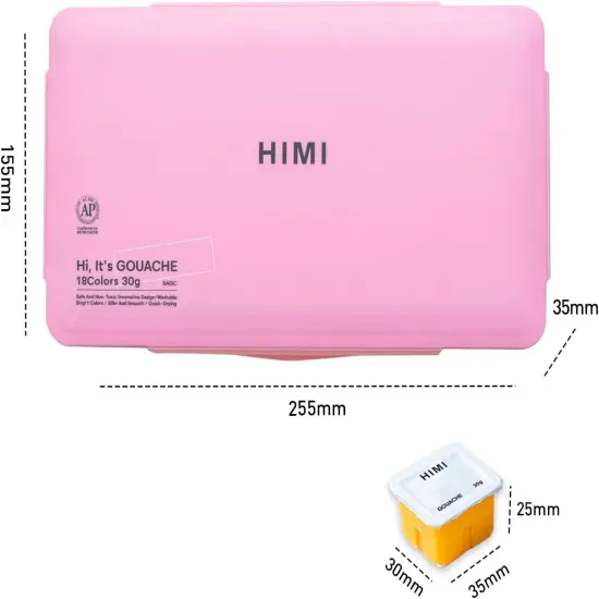 Gouache Paints Set, 18 Colors, 30g, jelly gouache paint set, Non Toxic Paint for Canvas and Paper, Art Supplies for Professionals, and More (Pink Case) {4}