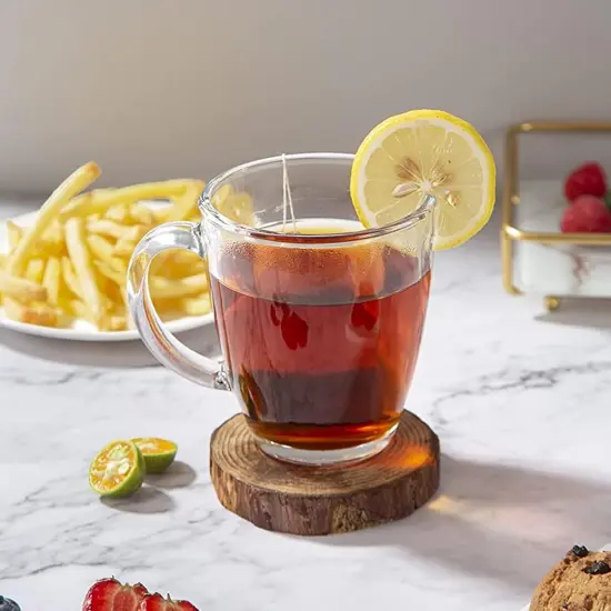 6 PACK,12 OZ - Premium Glass Coffee Mugs with Handle. {4}