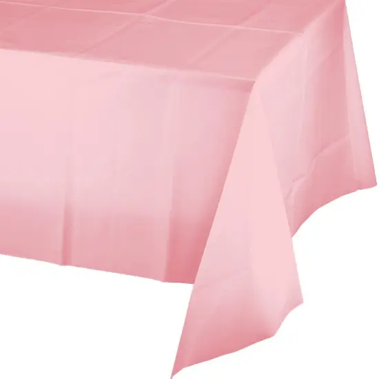 12 pc Bulk Classic Pink Plastic Table Covers {1}