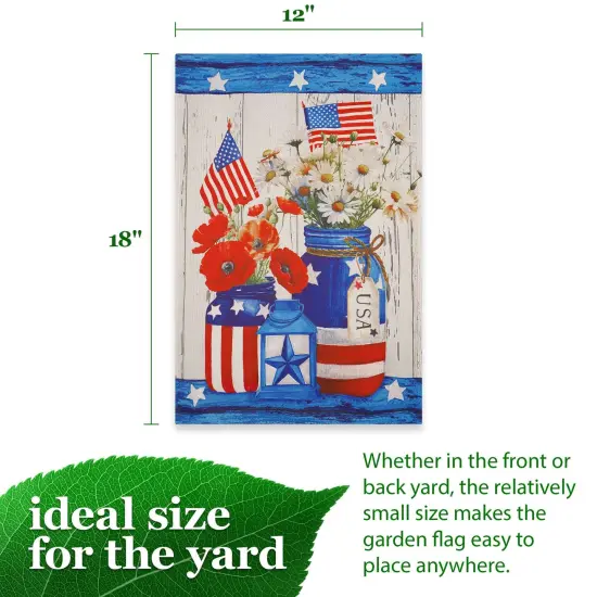 G128 Rustic Mason Jar Patriotic Flowers Garden Flag 12x18 In Double Sided Independence Day Yard Garden Lawn Decoration {4}