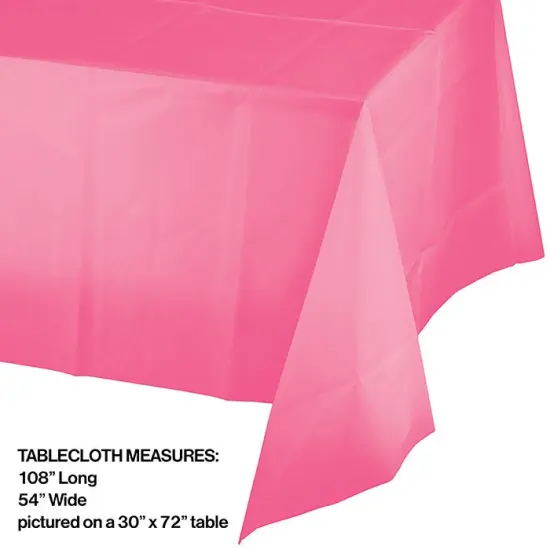 12 pc Bulk Candy Pink Plastic Table Covers {2}