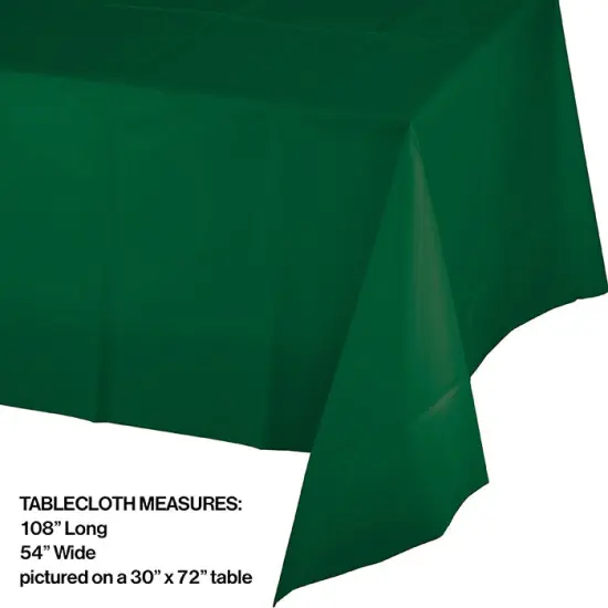 12 pc Bulk Hunter Green Plastic Table Covers 54 inch x 108 inch {2}