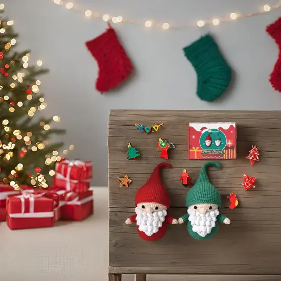 Christmas Gnomes Crochet Kit for Beginners, 2 Pcs Santa Claus Amigurumi Starter Kit {4}