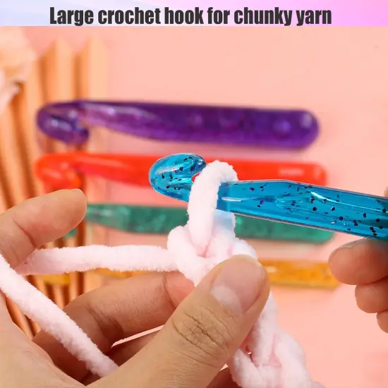 13 Size Crochet Hooks Set,Plastic Crystal Crochet Hook with Case,Large Crochet Hooks for Chunky Yarn Ergonomic Knitting Needles Crochet Needle {3}