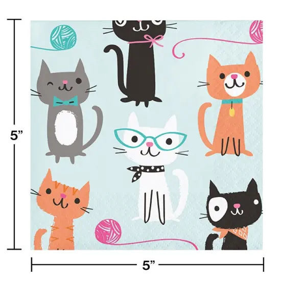 192 pc Bulk Purr-fect Cat Party Beverage Napkins {2}
