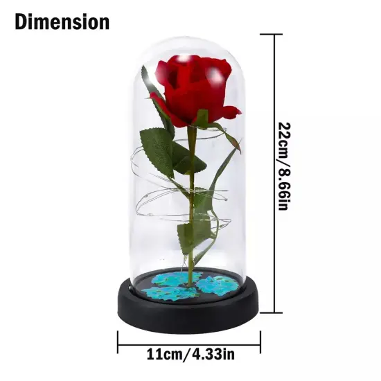 LED Lighted Beauty and the Beast Enchanted Rose In Glass Dome Mother's Day Gift {4}
