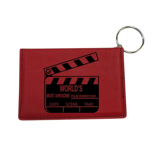 Keychain ID Holder Wallet - Worlds most awesome Film Director - Leather Dark Brown/Black {5}