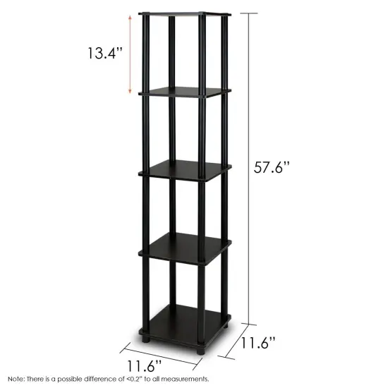 Space-Saving Espresso Black 5-Tier Corner Display Shelf Bookcase for Bathroom and Kitchen Use {5}