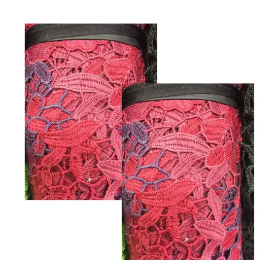 1 Yard Burgundy & Plum Italian Cotton Guipure Lace Luxury Couture Lace 54 Inches Wide {3}