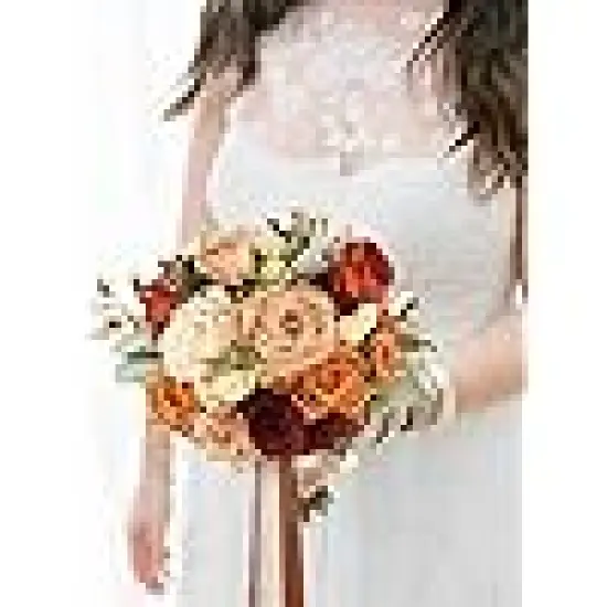 Rinlong Burnt Orange Wedding Bouquet {2}