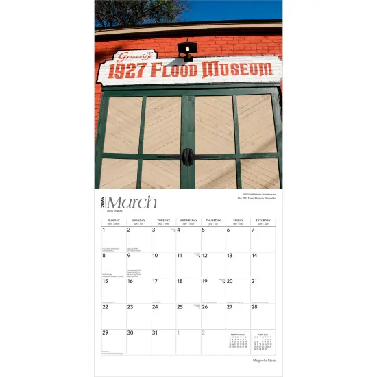 Magnolia State | Mississippi Places | 2026 12 x 24 Inch (Hanging) Monthly Square Wall Calendar | Plastic-Free {3}
