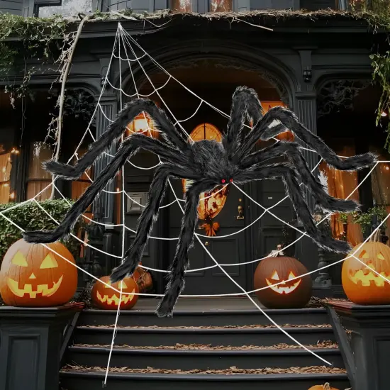 Halloween Spider Web Decorations with 59" Giant Spider {4}