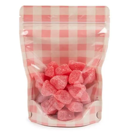 Kraft Stand Up Zipper Pouch w/ Pastel Pink Plaid 5 1/8" x 3 1/8" x 8 1/8" 25 Pack ZBGSW3PP {1}