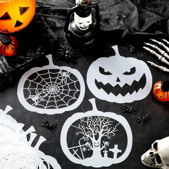 25 Pieces 7.9 Inch Halloween Pumpkin Stencils Reusable Pumpkin {3}