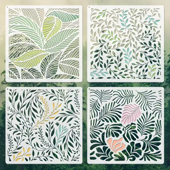 4PCS 8 Inch Leaf Wall Stencils {1}