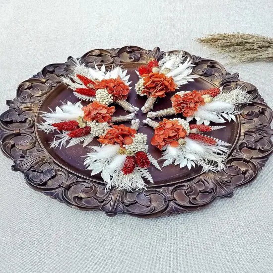 Dried Flower Boutonniere 6-Piece Set for Men's Boho Wedding Boutonniere {6}