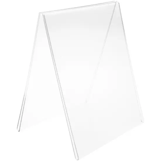 Plymor Clear Acrylic Folded A-Frame Holder for 2 Signs or Photo, 8" H x 10" W x 6" D {1}