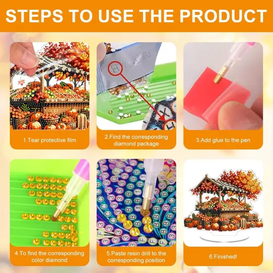 Halloween Pumpkin Tabletop Diamond Art Kits {3}