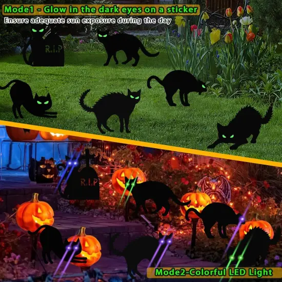 6 Packs Black Cat Halloween Decor Yard Signs with Stakes {4}