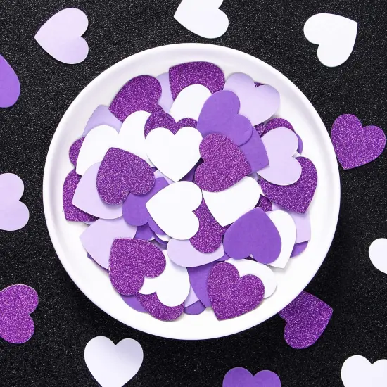 Purple White Lavender Heart Confetti - 300pcs {6}