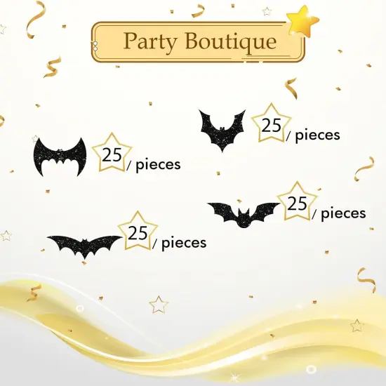 100pcs Black Glitter Bat Shape Confetti {2}