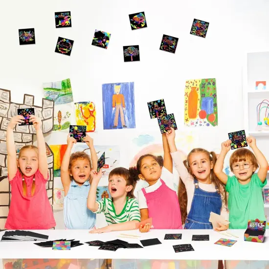 Scratch Cards Rainbow Note Scratch Pads with 20 Bamboo Stylus for People Paper DIY {4}