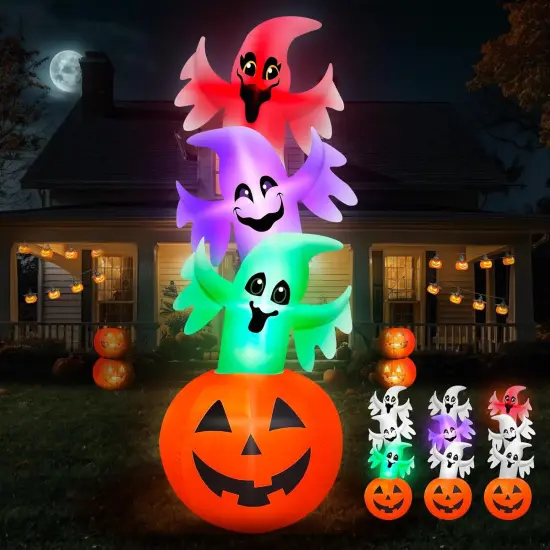 Overlap Ghost Decoration Colorful LED for Halloween Inflatables {1}