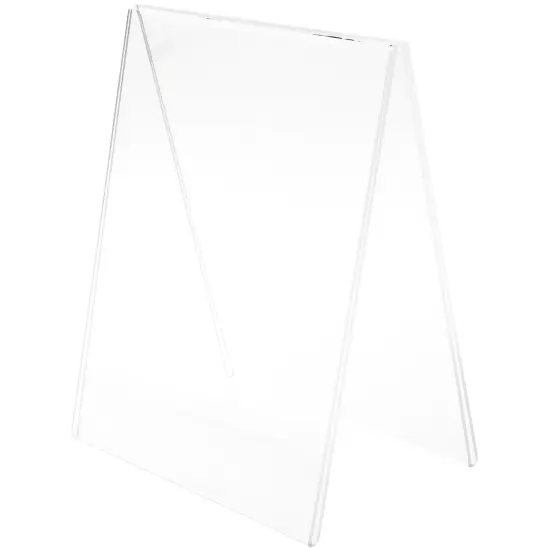 Plymor Clear Acrylic Folded A-Frame Holder for 2 Signs or Photos, 11" H x 8.5" W x 6" D {1}