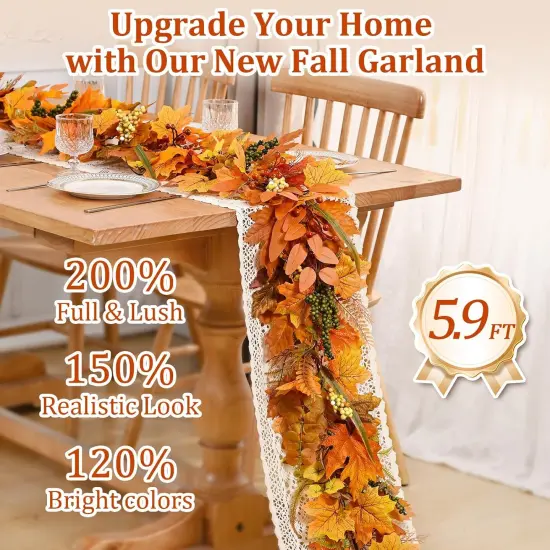 5.9Ft Fall Garland with Lights {2}