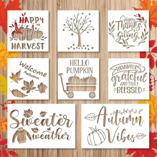 8PCS Fall Stencil Set for Painting on Wood Crafts {6}
