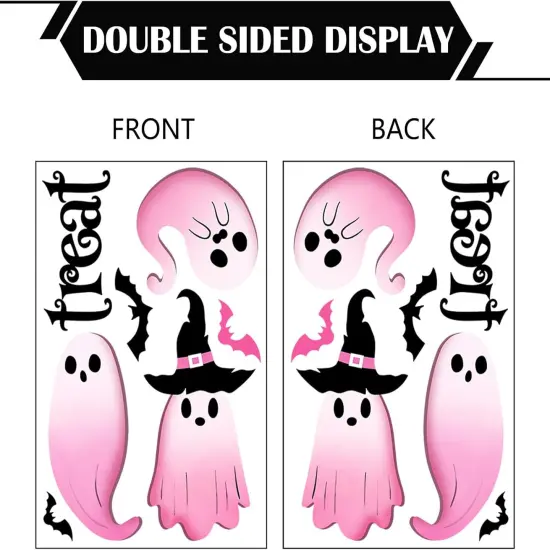 Halloween Spooky Pink Ghost Window Clings 4 Sheets {2}