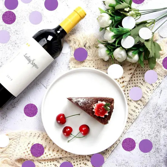 300pcs Glitter Purple Lavender White Confetti Graduation 2024 Gender Reveal {3}