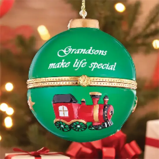 Collections Etc Holiday Sentiment Trinket Ornaments with Heartwarming Quote and Gold Hanger - Compartment Inside for Small Gift {5}