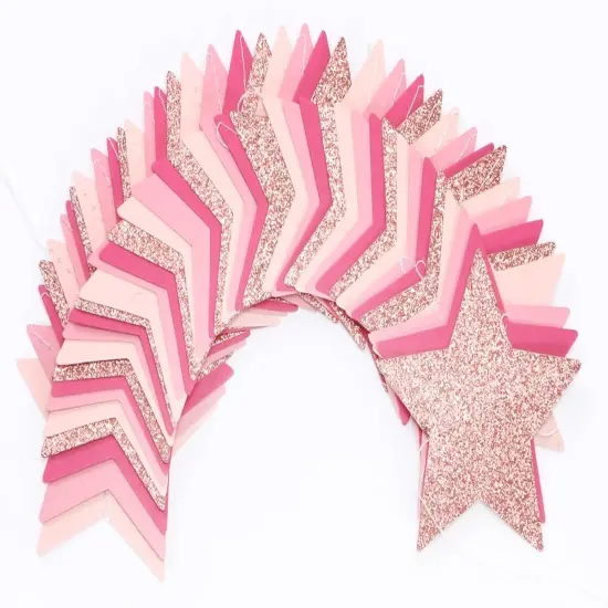 Twinkle Little Star Hanging Streamers Banner - Rose-Gold Red Pink {2}