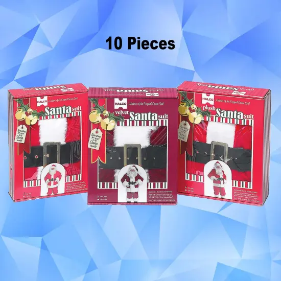 Velveteen Santa Suit Set with Plush Trim, Belt, Gloves, and Boot Tops Included {1}