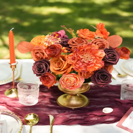 Artificial Flowers Orange Wedding Silk Flowers with Stems {2}